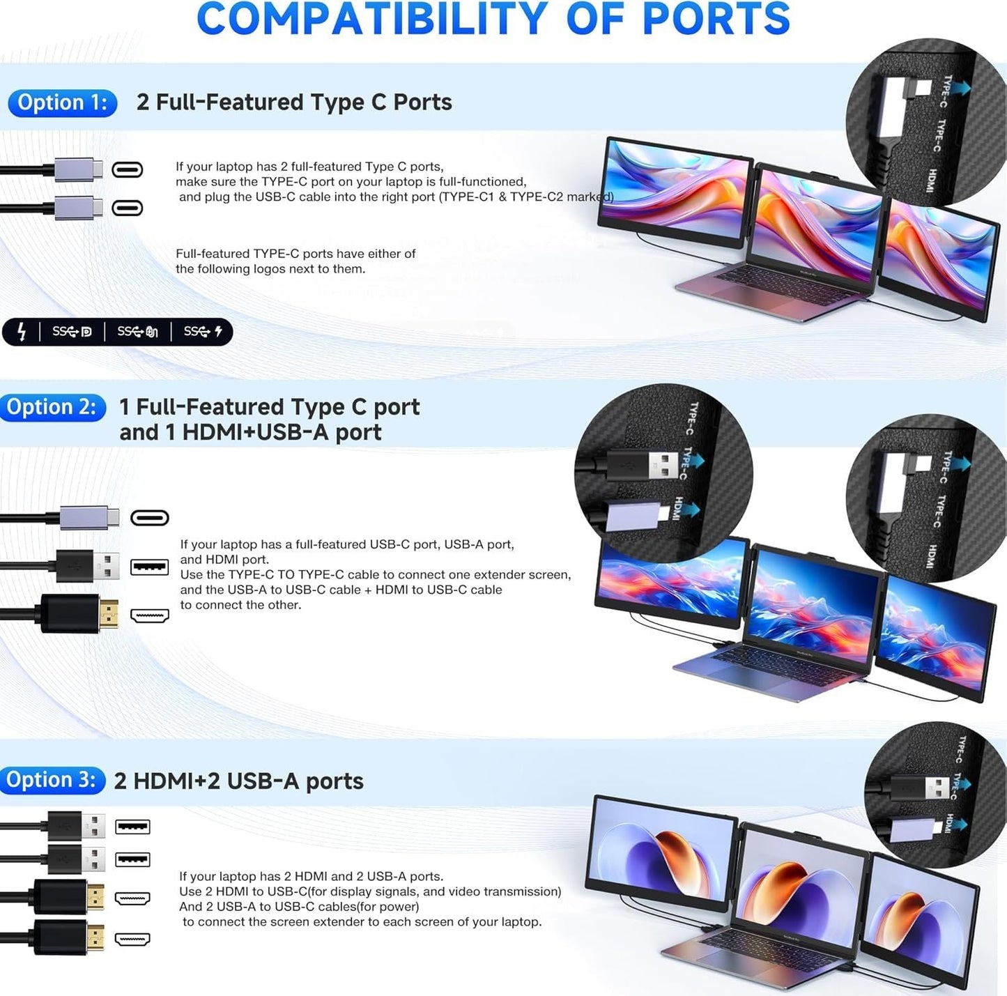 DualExtend 14" FHD IPS Laptop Screen Extender - Triple Monitor