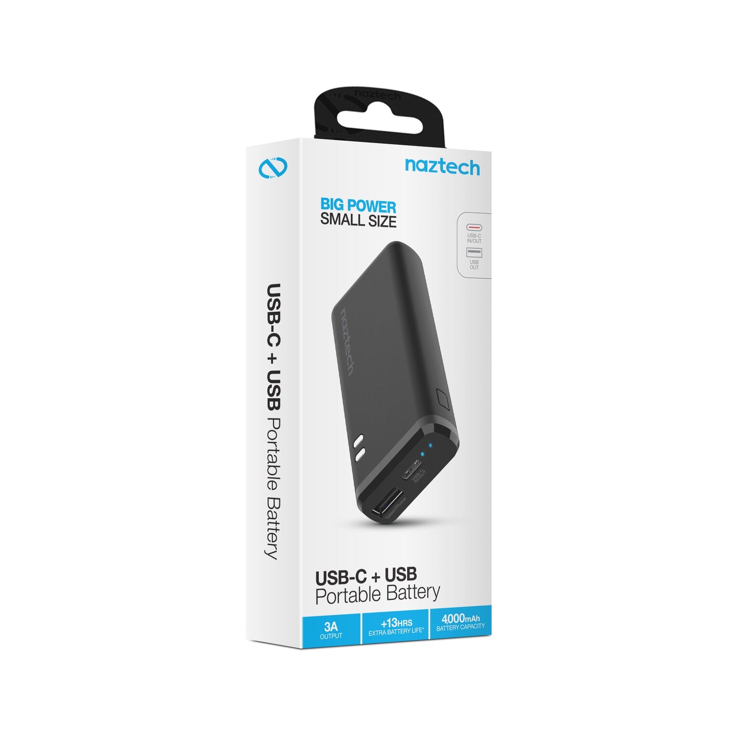 Naztech Pulse 4000mAh USB-C Power Bank - Dual 15W Output