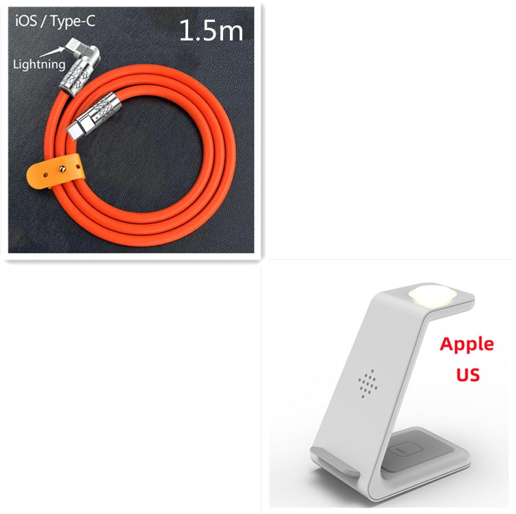 YF-T3 Black/White 3-in-1 Wireless Charger Dock - Apple 1.5m Cable