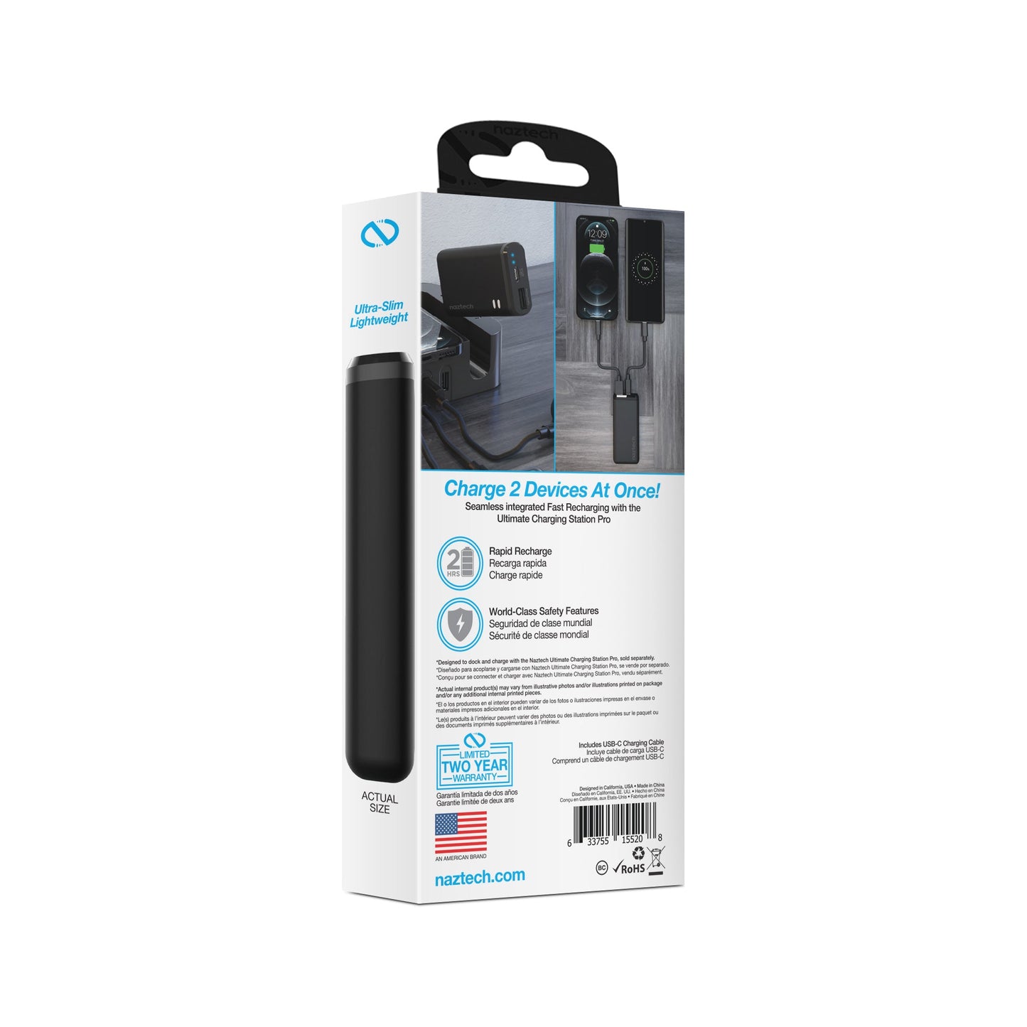 Naztech Pulse 4000mAh USB-C Power Bank - Dual 15W Output