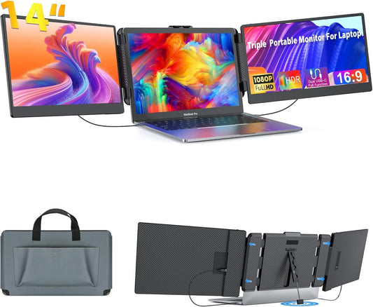 DualExtend 14" FHD IPS Laptop Screen Extender - Triple Monitor