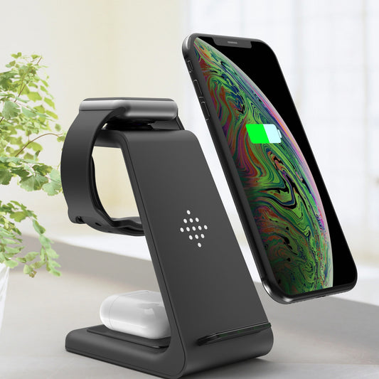 YF-T3 Black/White 3-in-1 Wireless Charger Dock - Apple 1.5m Cable