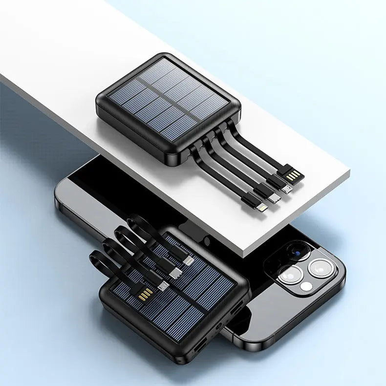 SolarCore 20000mAh 4-Cable Solar Power Bank