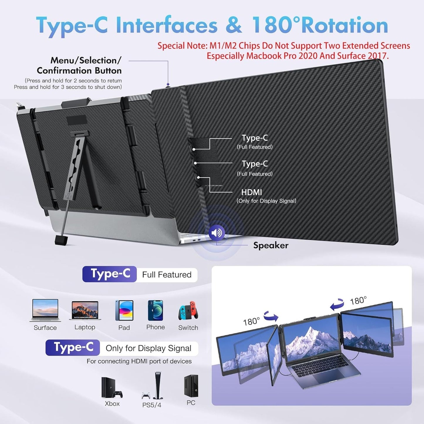 DualExtend 14" FHD IPS Laptop Screen Extender - Triple Monitor