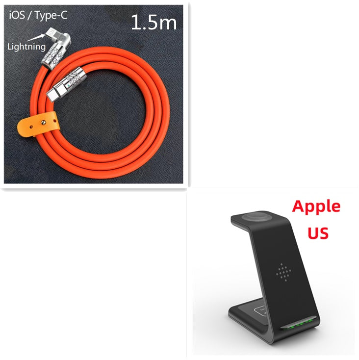YF-T3 Black/White 3-in-1 Wireless Charger Dock - Apple 1.5m Cable