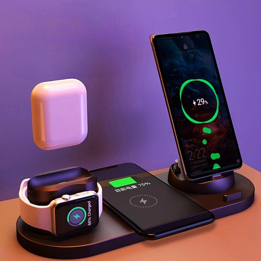 6-in-1 Fast Wireless Charging Dock Station - iPhone/Watch/Earbuds
